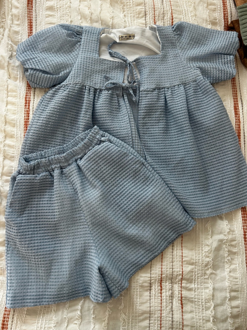 2 Piece Vintage Pajama Set Tie Front Lingerie